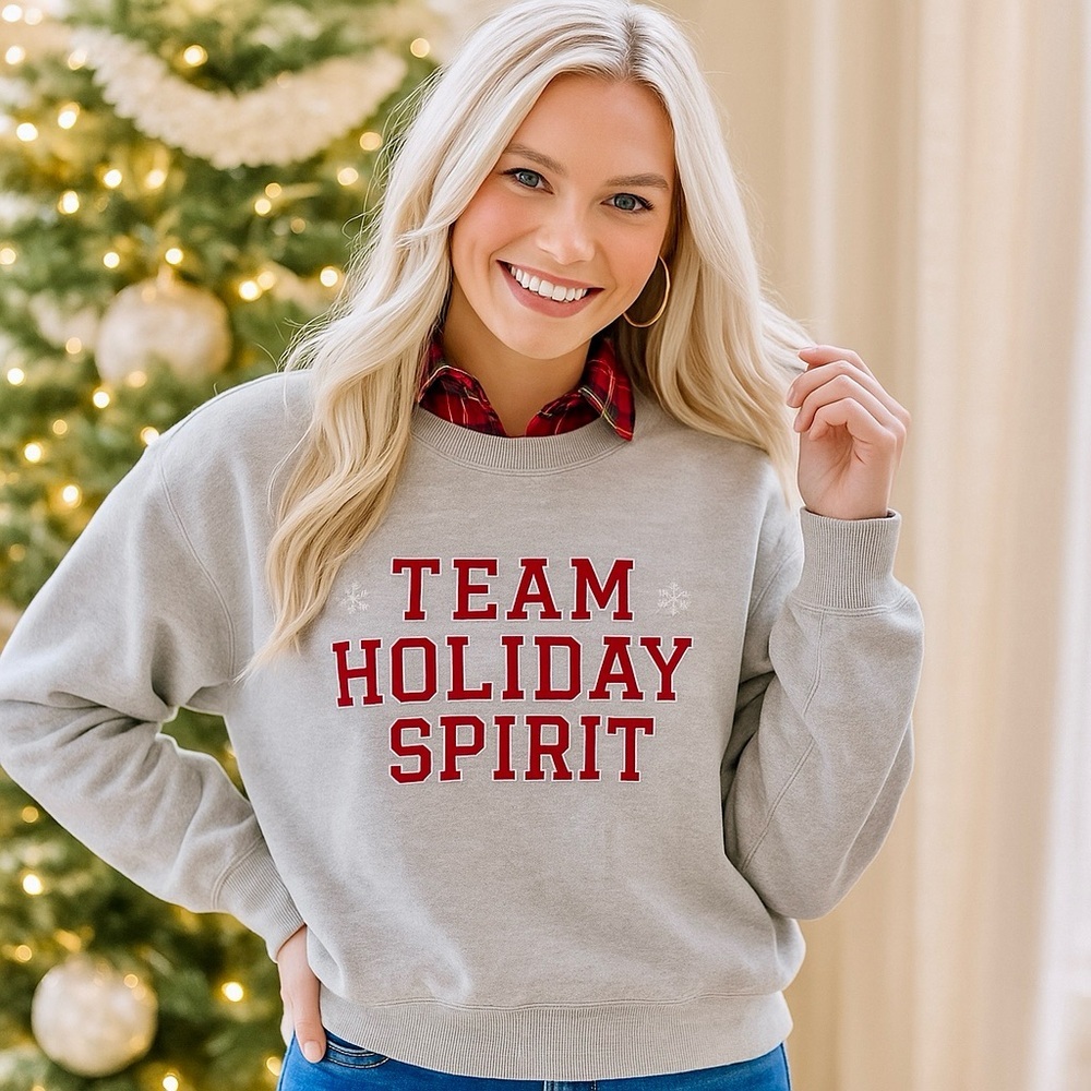 Christmas Graphic Crewneck Sweatshirt Women XXL‎ Cozy Heather Gray